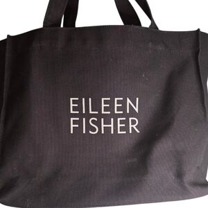 Eileen Fisher black heavy canvas tote bag